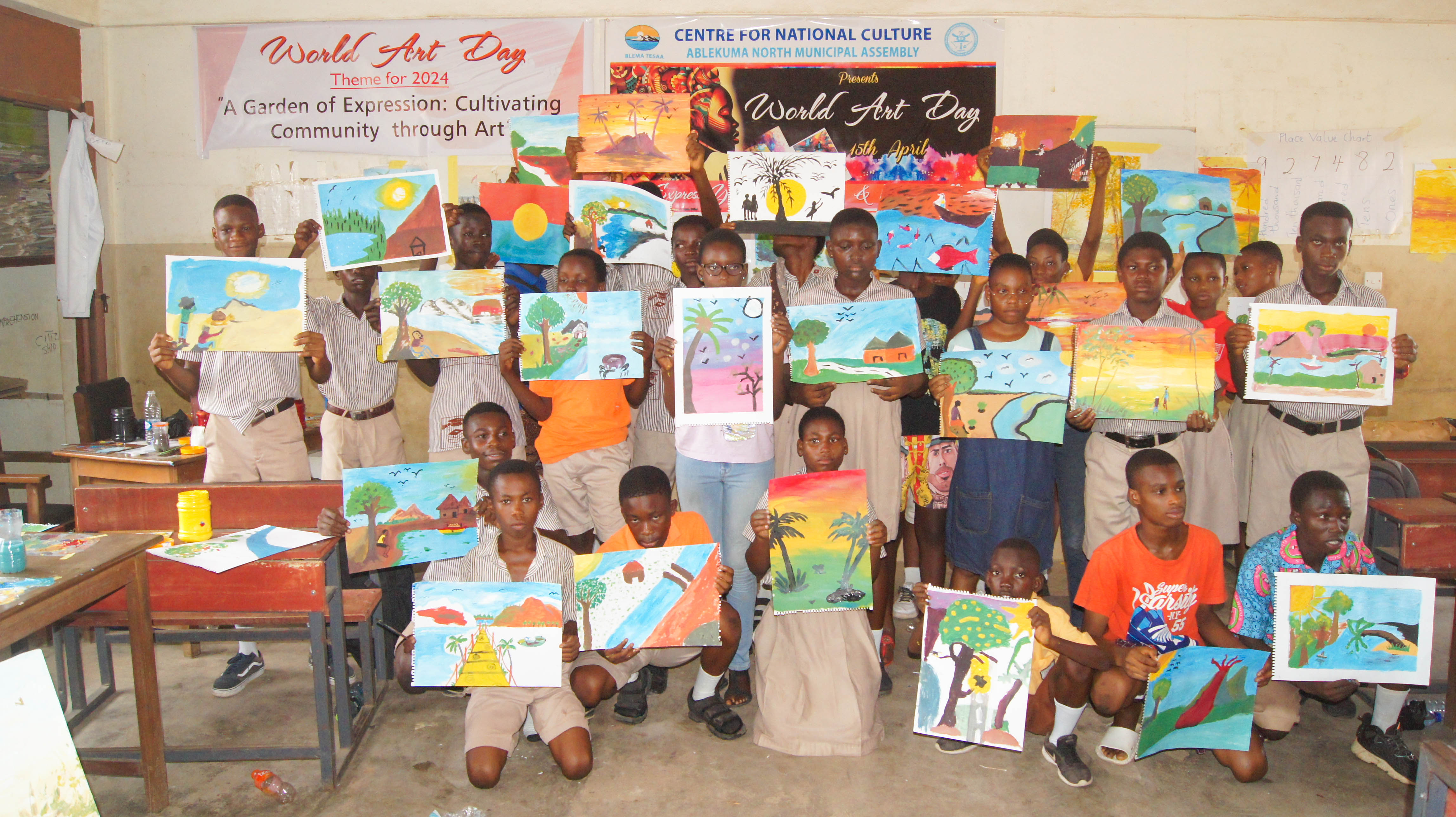 WORK ART DAY CELEBRATED WITH STUDENTS AT SALERIA CLUSTER OF SCHOOLS IN PARTNERS WITH ABLEKUMA NORTH MUNICIPAL ASSEMBLY AND THE CENTRE OF NATIONAL CULTURE